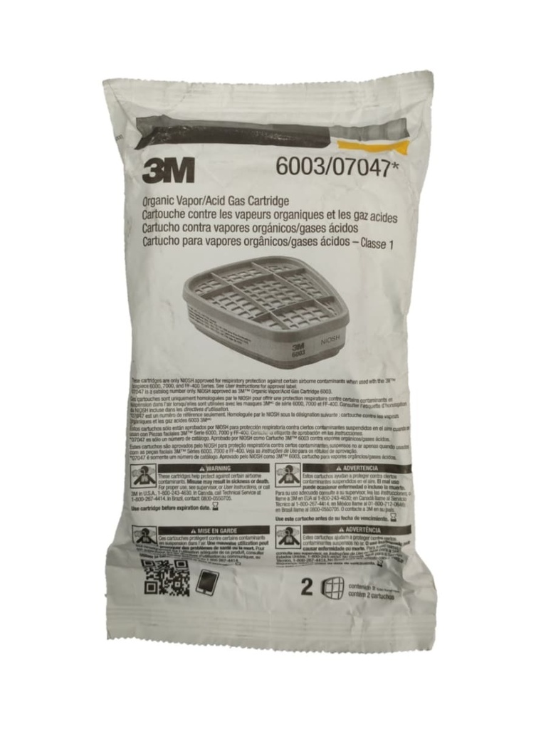 CARTUCHO PARA GAS 3M [LIBUS 901794 / MSA 815357] (PAQ. 1 PAR) 6003
