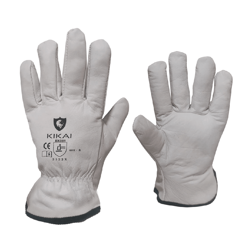 [KIKAI-0501(8)] GUANTE DE CUERO KIKAI WORKER - COLOR BLANCO (PAR) (M)