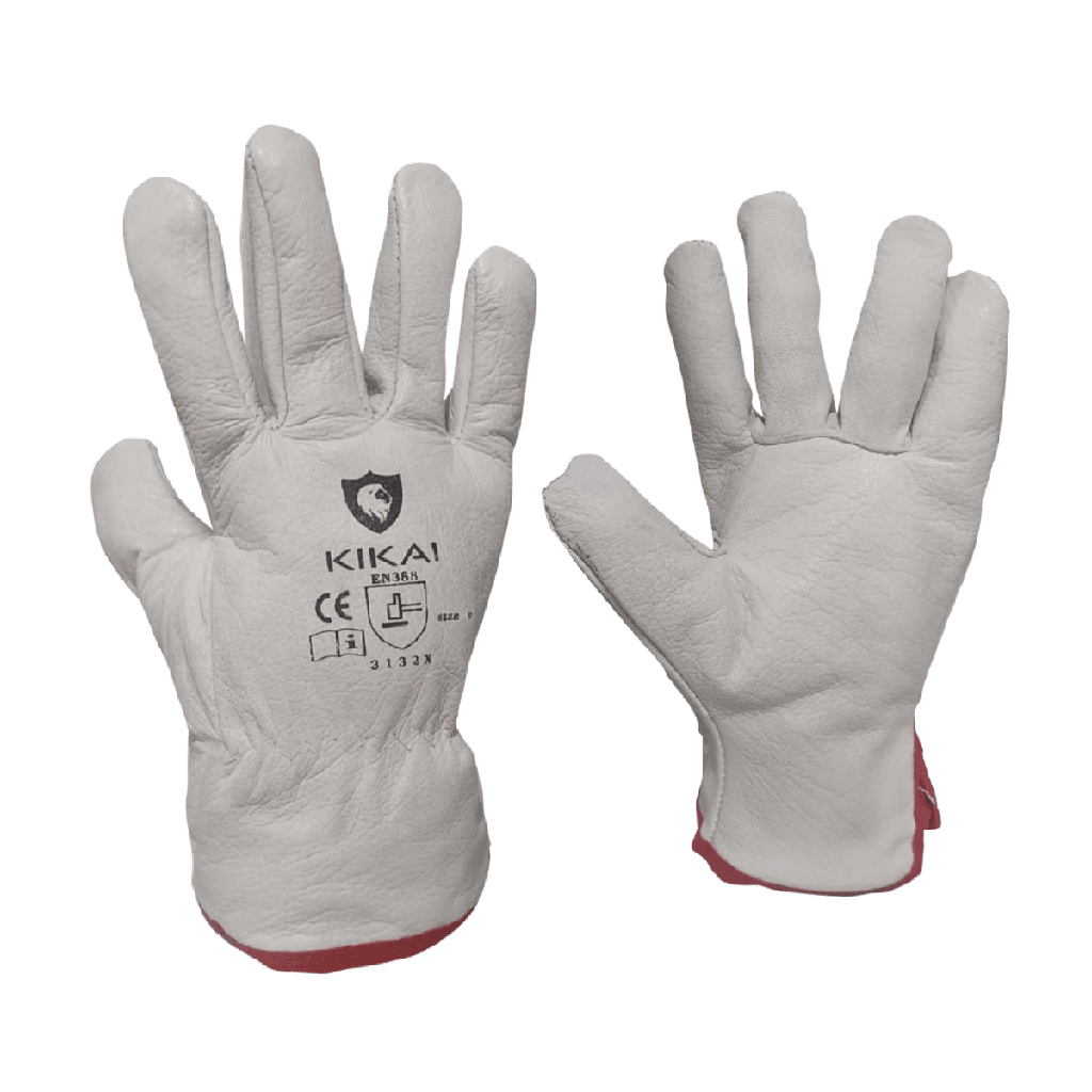 GUANTE DE CUERO KIKAI WORKER PLUS - COLOR BLANCO (PAR)
