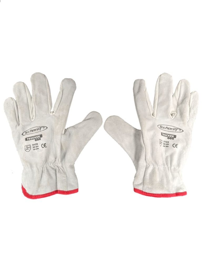 [KIKAI-00120] GUANTE TECHPROT TRUCKER DE CUERO CURTIDO BLANCO (PAR) KIKAI-00120