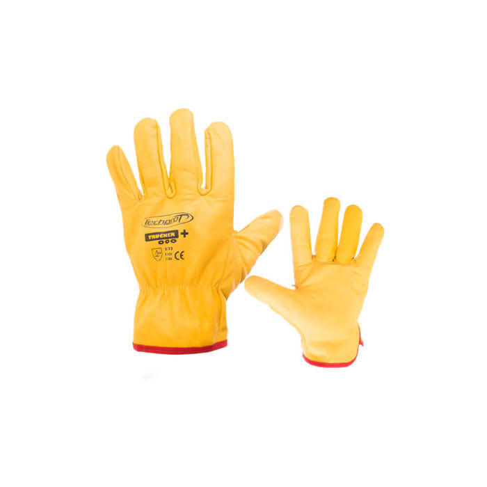 GUANTE TECHPROT TRUCKER PLUS(+) DE CUERO CURTIDO AMARILLO (PAR) KIKAI-00119