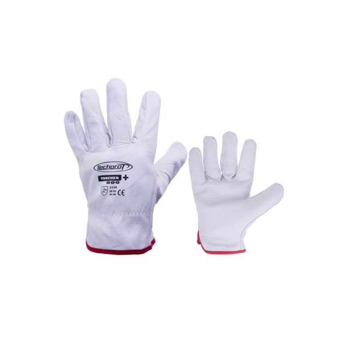 GUANTE TECHPROT TRUCKER PLUS(+) DE CUERO CURTIDO BLANCO (PAR) KIKAI-00135